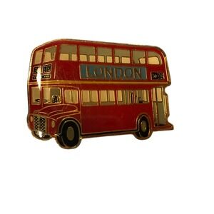 London Double Decker Bus Souvenir Magnet Red Gold